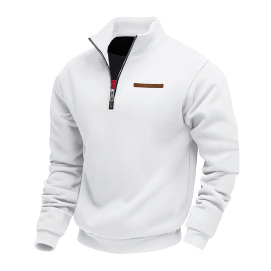 Herren nan komfortabler Halbzip Fleecepullover mit Stehkragen und elastischen Bündchen EB
