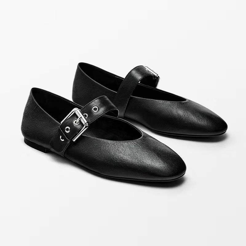 Damen elegante Mokassins mit modischer Schnallenverzierung EB