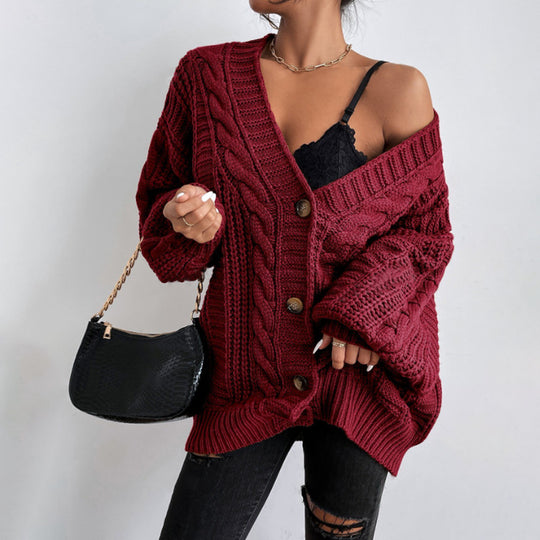 Damen Strickjacke mit oversized Passform und Zopfmuster EB