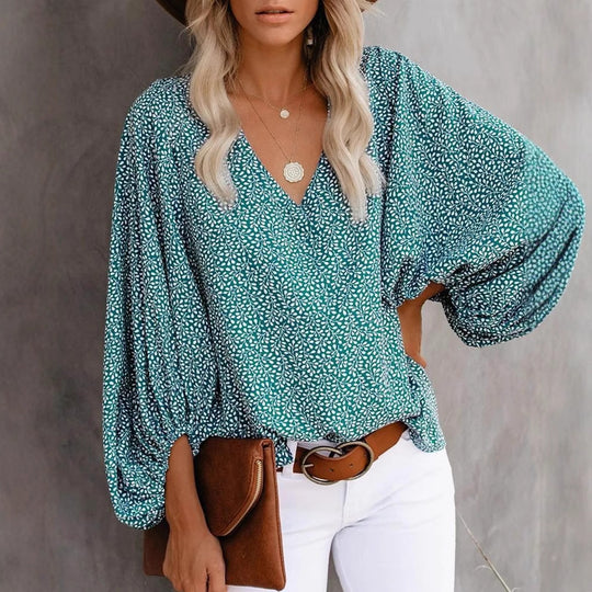 Damen Bluse mit weiten Ärmeln und floralem Muster EB