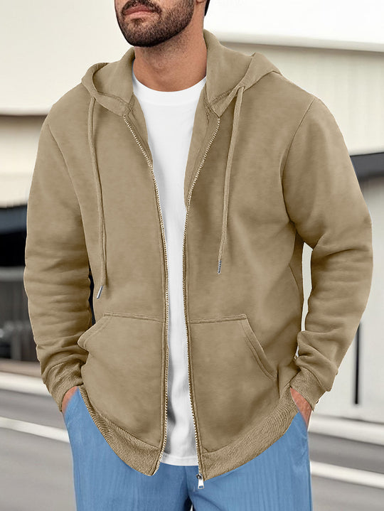 Herren lässige Kapuzenjacke mit atmungsaktivem Sweatstoff und praktischen Taschen EB