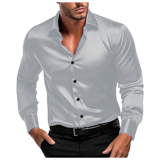 Herren Elegantes Langarmhemd aus feinem Stoff EB