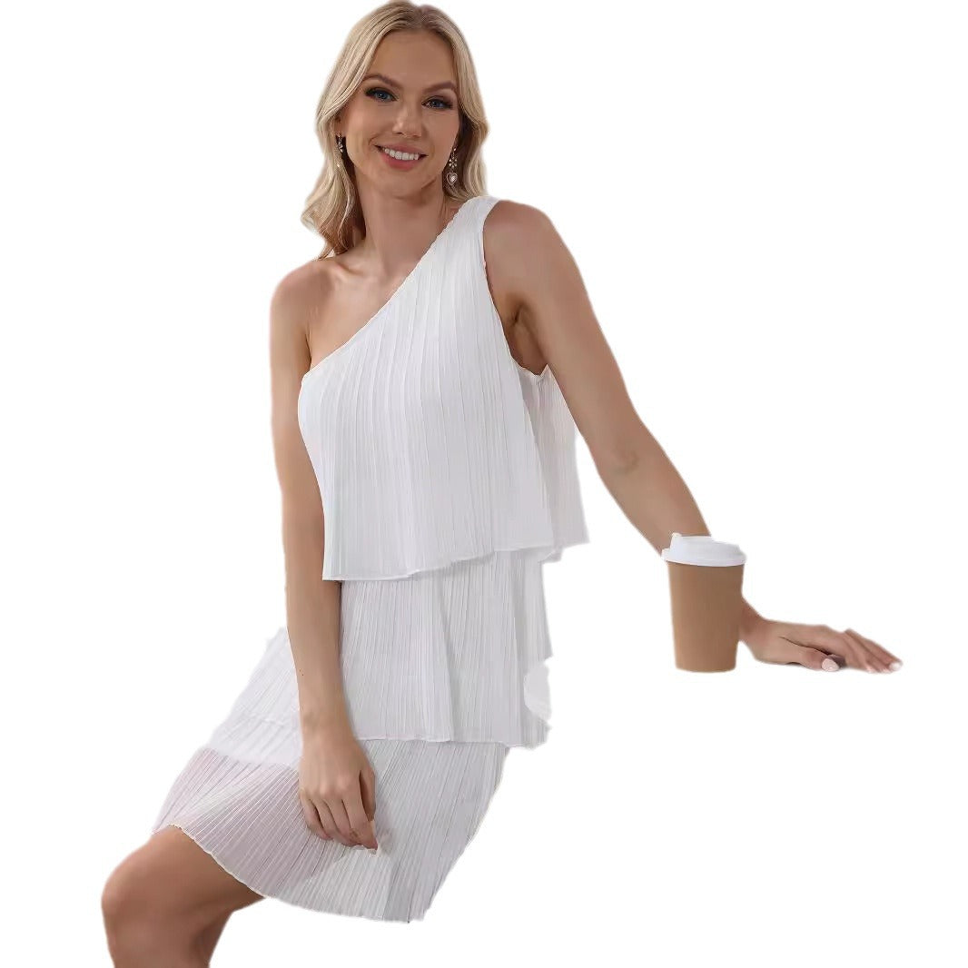 Damen asymmetrisches Wickelkleid mit gerafftem Design EB