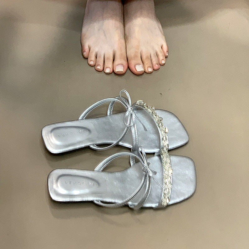 Damen elegante Sandalen mit funkelndem Schmuckdetail EB