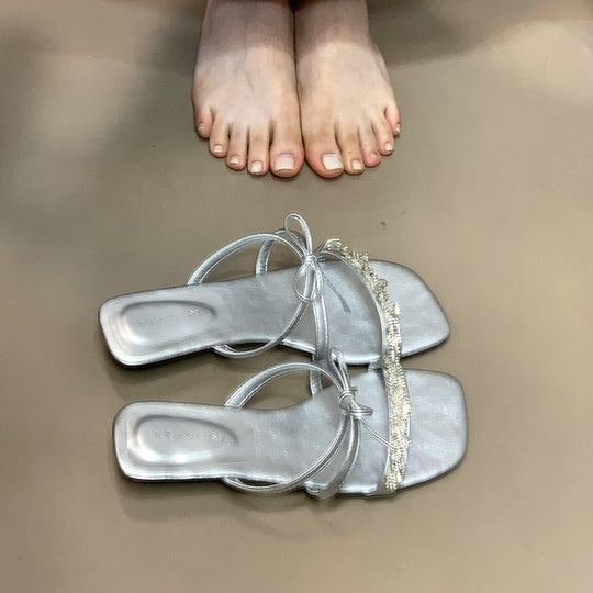 Damen elegante Sandalen mit funkelndem Schmuckdetail EB