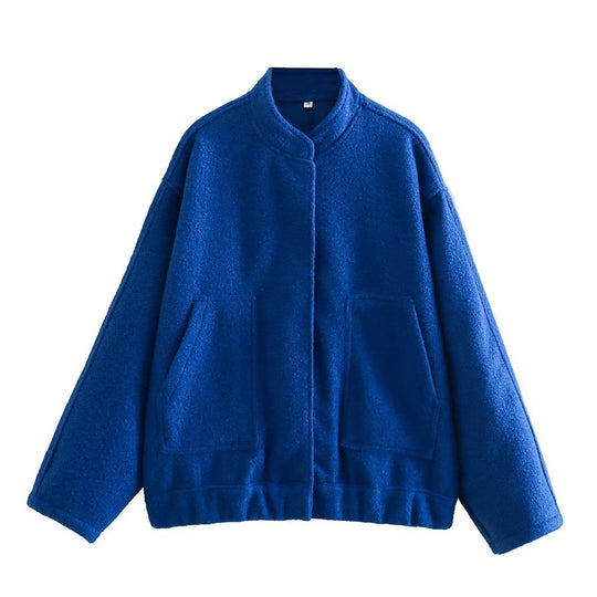 Damen Oversized Wolljacke im schlichten Design EB