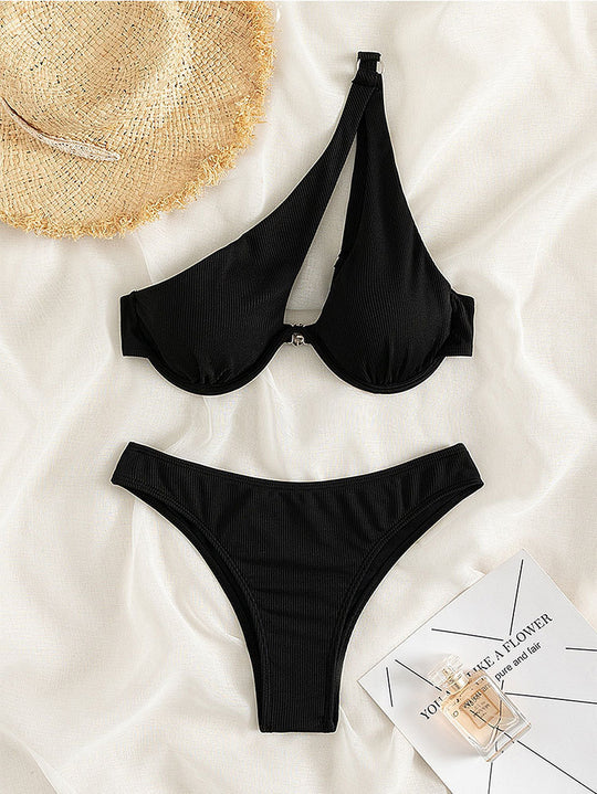Damen Triangel-Bikini mit rippendem Design und nahtlosen Kanten EB