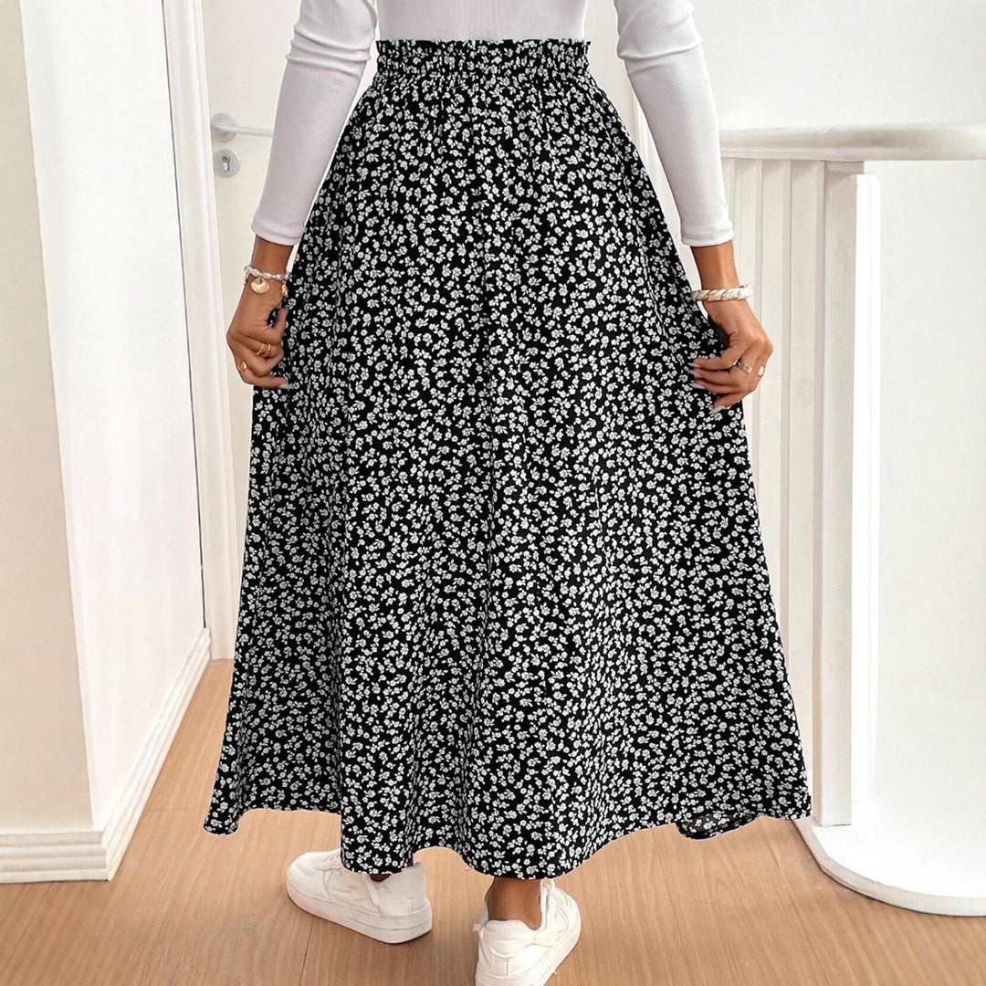 Damen Maxirock mit floralem Muster und seitlichem Schlitz EB