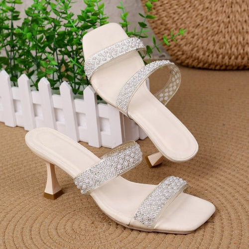 Damen elegante Slingback-Sandalen mit glitzernden Riemen EB