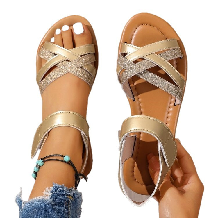 Damen Komfortable und stilechte Riemchen-Sandalen mit verstellbaren Riemen EB