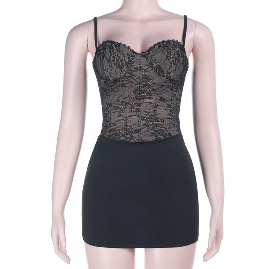 Damen Spitzen-Bustierkleid EB