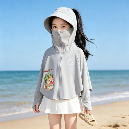 Mädchen modische Kapuzenjacke mit leichtem UV-Schutz EB