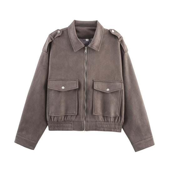 Damen trendige Oversized-Cordjacke mit praktischen Taschen und modischen Schulterdetails EB