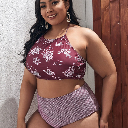 Damen Hochgeschnittener Bikini mit modischem Cropped-Oberteil EB