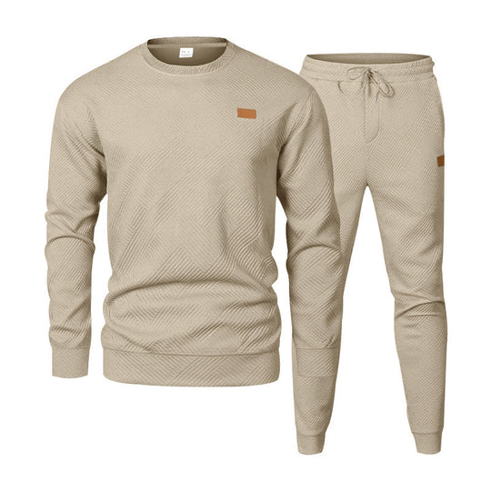 Herren Feinstrukturiertes Lounge-Set mit Rundhals-Pullover & schmaler Jogginghose EB