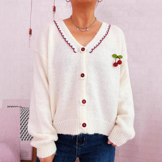 Damen verspielte Strickjacke mit buntem Knopfdesign und hohem Komfort EB