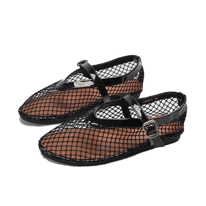 Damen Ballerinas mit elegantem Netzdesign und modischem Riemen EB
