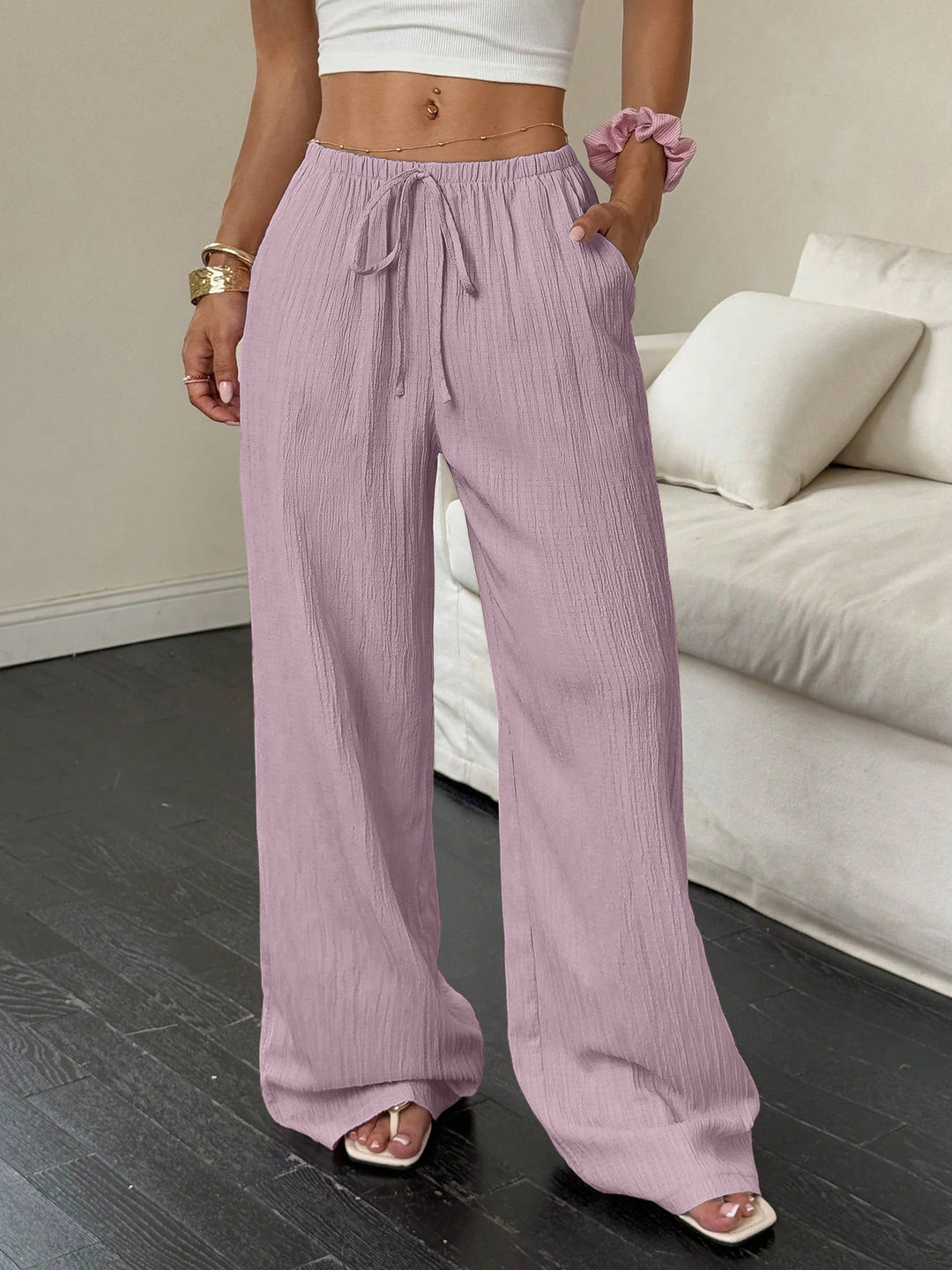 DamenWeit geschnittene Freizeit-Hose mit komfortablem Gummibund und praktischen Taschen EB