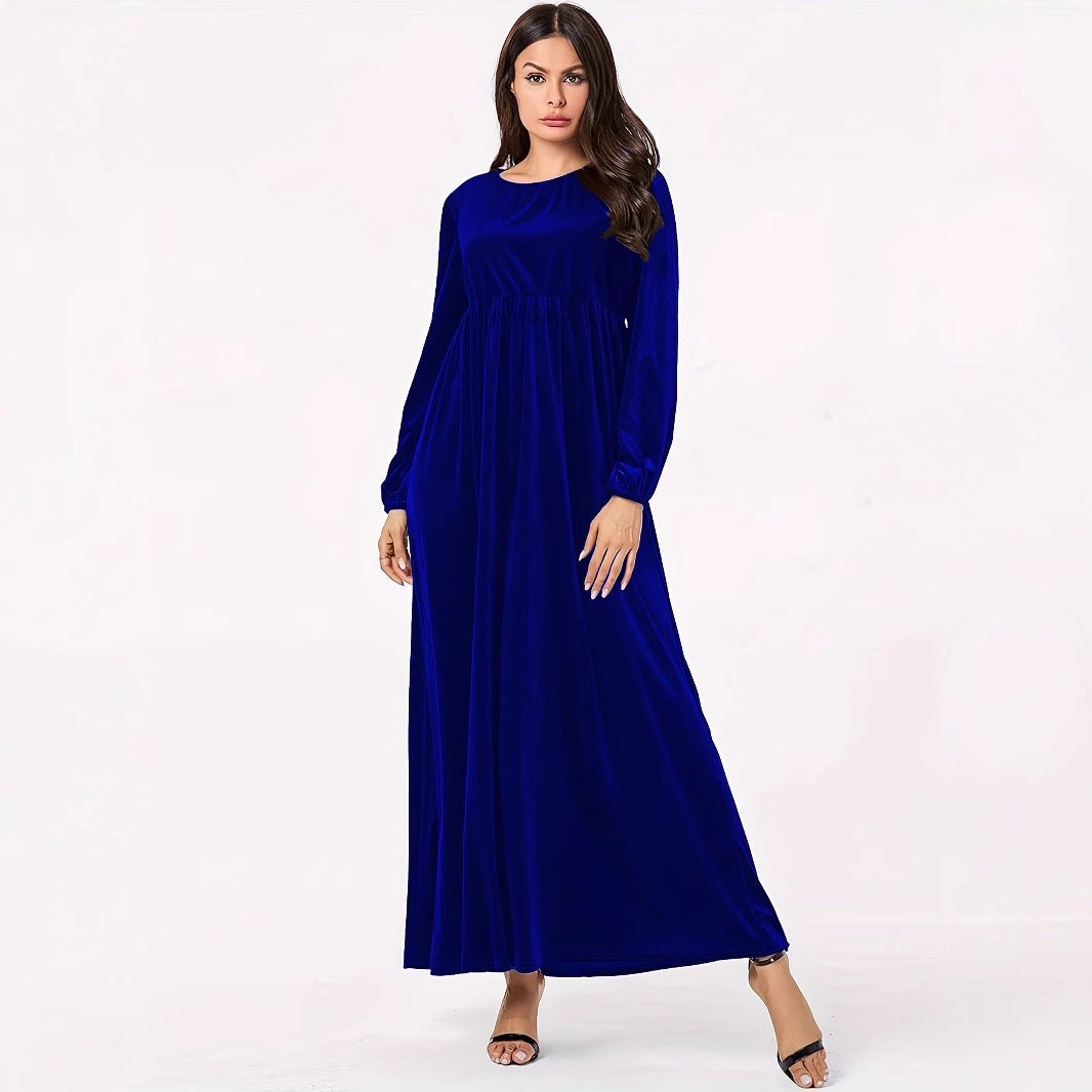 Damen Maxikleid aus luxuriösem Samt mit elegantem Faltenwurf EB