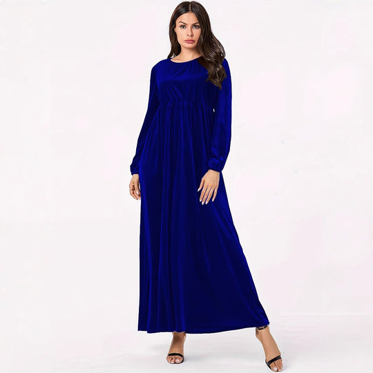 Damen Maxikleid aus luxuriösem Samt mit elegantem Faltenwurf EB