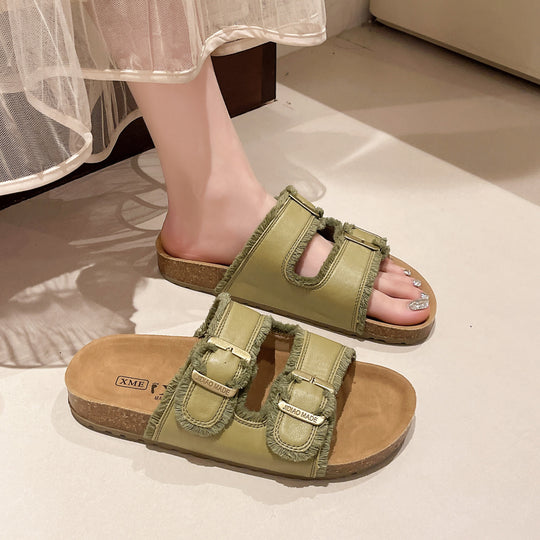 Damen Komfortable und stilvolle Clogs mit doppeltem Riemen und Verstellbarem Schnallenverschluss EB