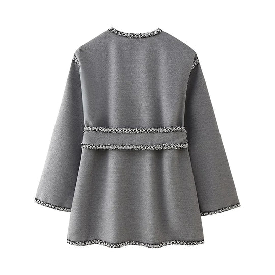 Damen lässiger Cardigan mit praktischen Taschen und eleganter Schnürung EB