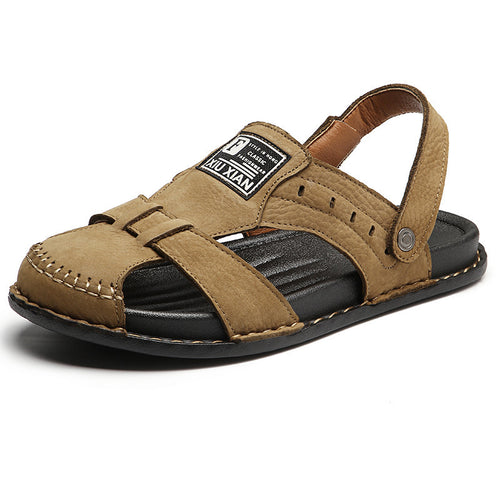 Herren Komfortable Leder-Sandalen mit verstellbarem Riemen EB
