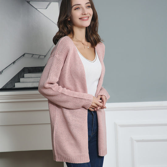 Damen Offene Strickjacke mit lässigem Schnitt und Taschen EB