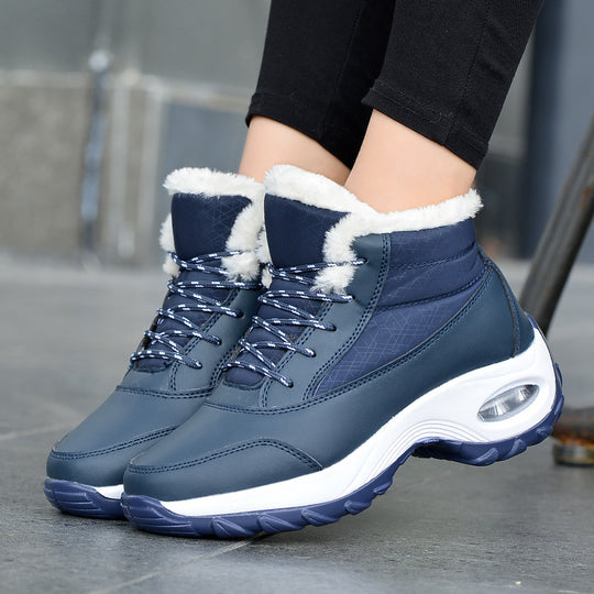 Damen Winterboots mit modischem Kunstfellkragen und rutschfester Sohle EB