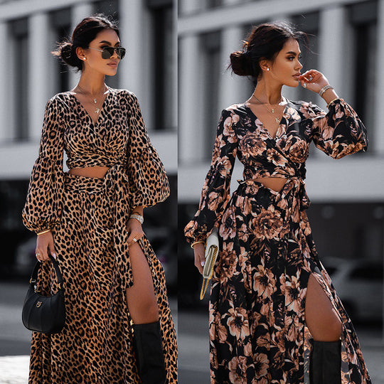 Damen Maxikleid mit Wickeldesign und elegantem floralem Print EB