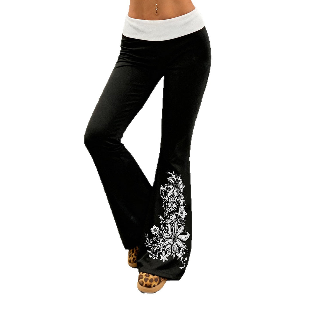 Damen Flared Yoga-Hose mit floralem Druck und hohem Bund EB