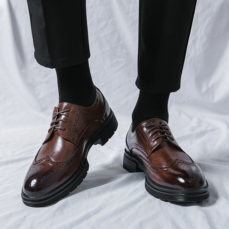 Herren Elegante Schnürschuhe mit klassischen Broguemuster und rutschfester Sohle EB