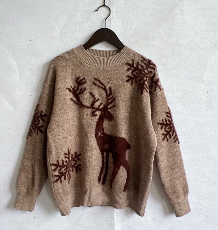 Damen Weihnachts-Pullover mit festlichem Rentiermotiv und angenehmem Schnitt EB