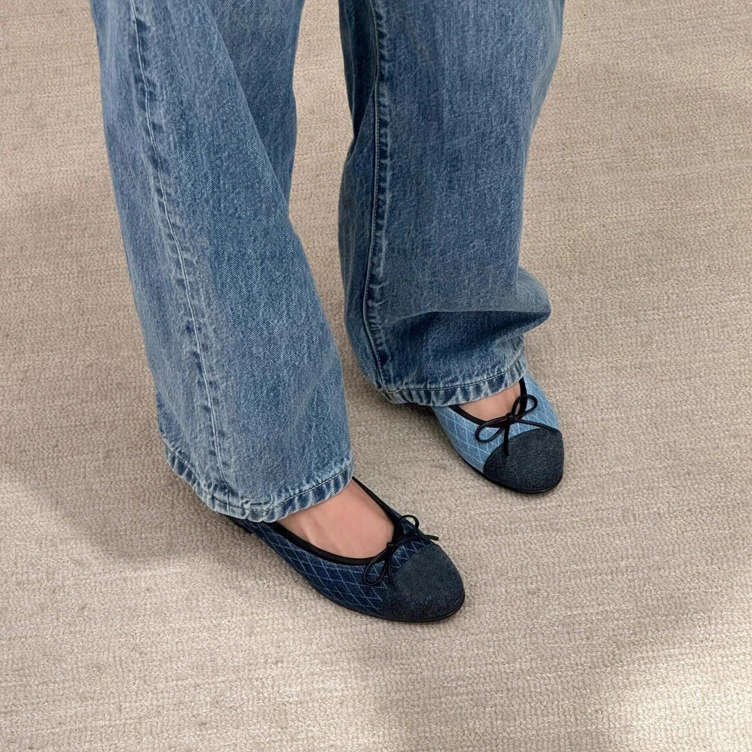 Damen Ballerinas mit elegantem Schleifendetail und modernem Textiloberteil EB