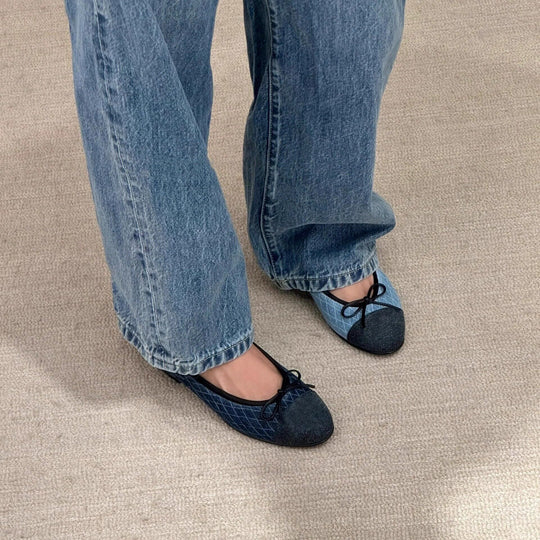 Damen Ballerinas mit elegantem Schleifendetail und modernem Textiloberteil EB