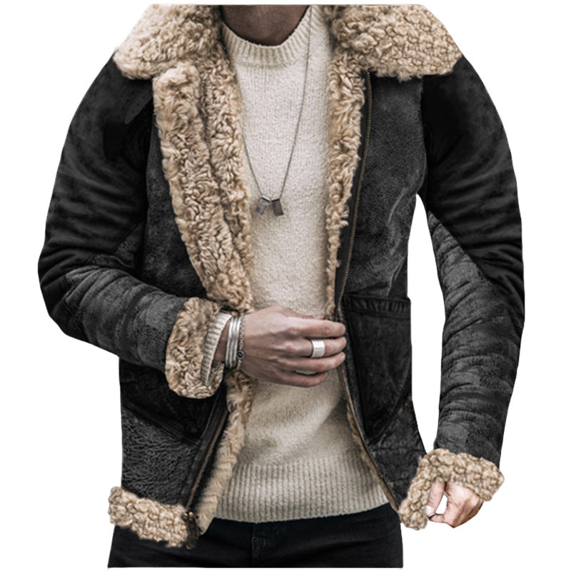 Herren Teddy-Lederjacke mit warmem Innenfutter EB
