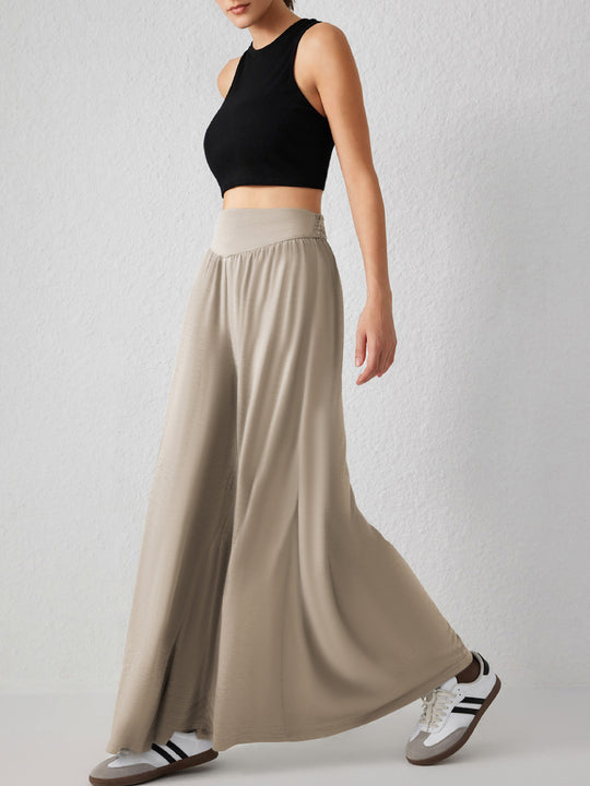 Damen Weit geschnittene Jersey-Hose mit elastischer Taille und elegantem Fall EB