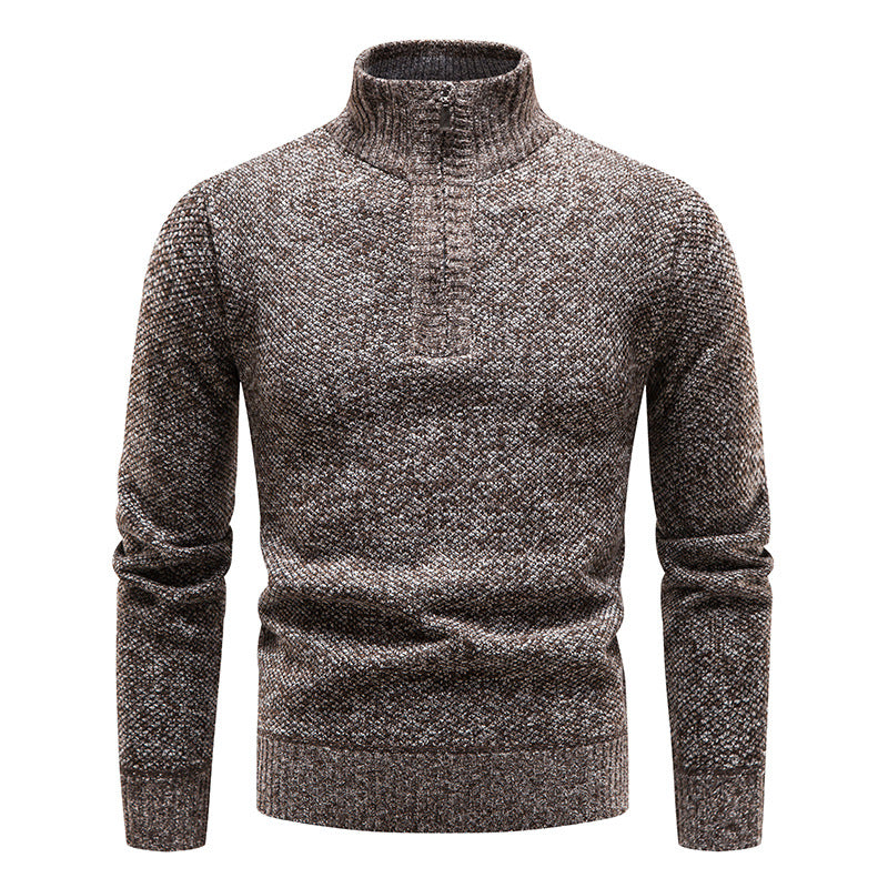 Herren Strickpullover mit hohem Kragen und Reißverschluss EB