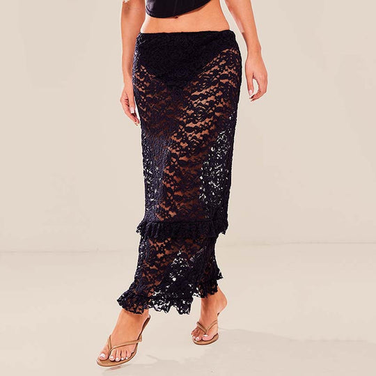 Damen Spitzen Badeanzug Cover-Up EB