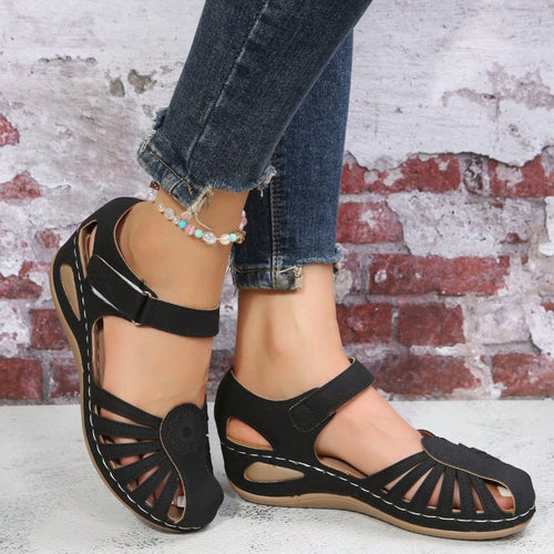 Damen komfortable Riemchensandalen mit anatomischem Fußbett EB