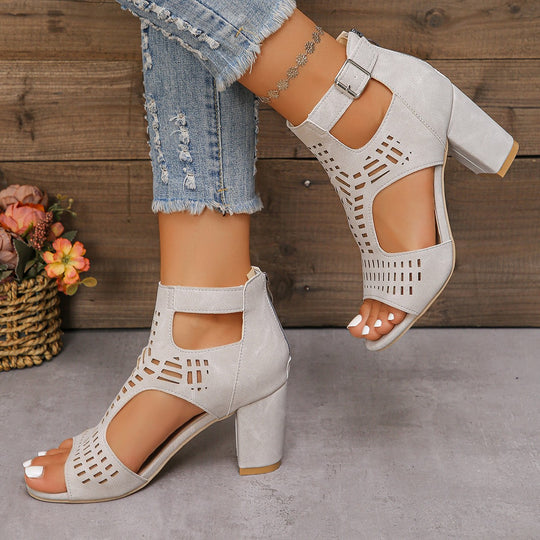 Damen Offene High-Heel Sandalen mit modischem Durchbruchsdesign EB