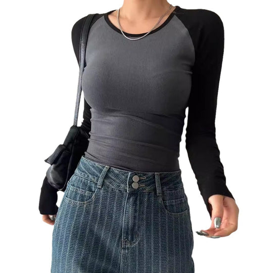 Damen Langarmshirt im sportlichen Raglan-Stil mit figurbetontem Schnitt EB