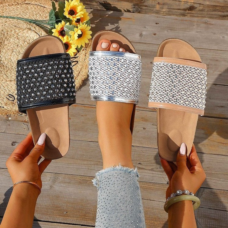 Damen modische Sandalen mit glitzernden Applikationen EB