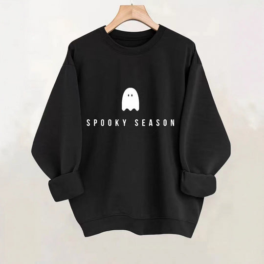 Damen Sweatshirt mit lässigem Gruselmotiv und weichem Innenfleece EB