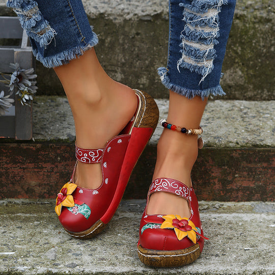 Damen Clogs mit floralem Design und komfortabler Sohle EB
