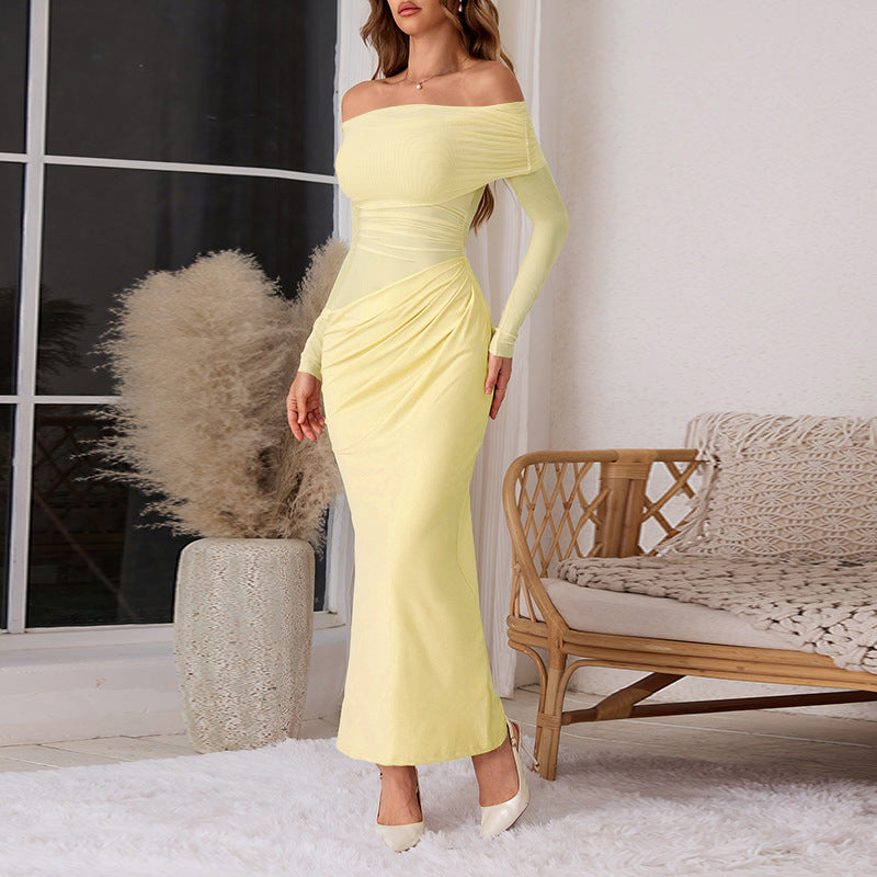 Damen Off-Shoulder Wickelkleid mit Rüschendetails EB