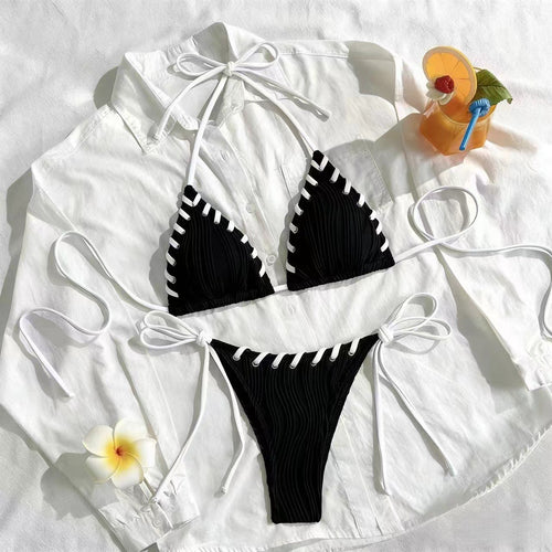 Damen Triangel-Bikini mit Rüschendetails EB
