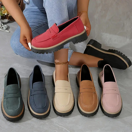 Damen modische Slip-On Loafers mit robuster Profilsohle EB