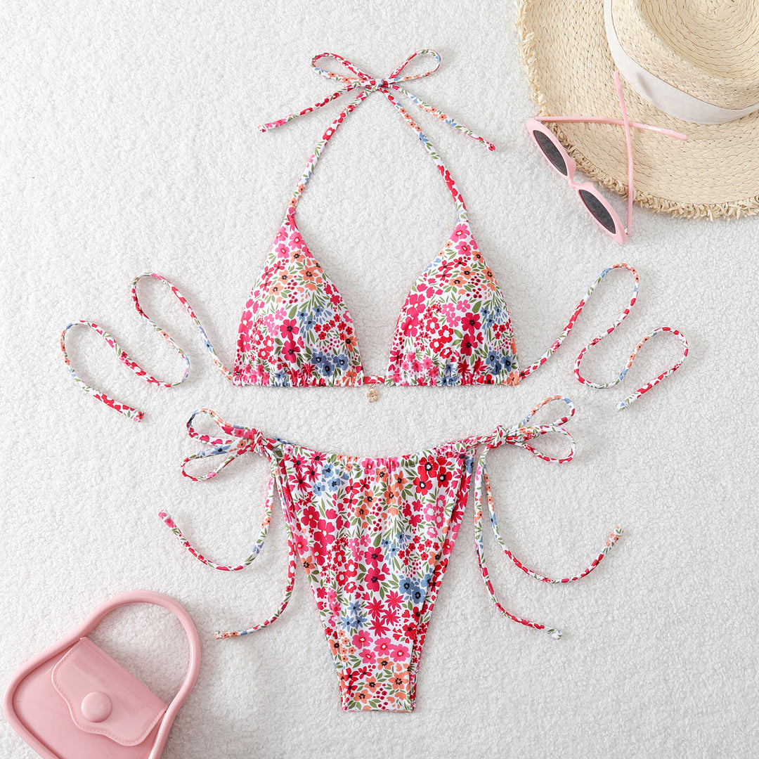 Damen Triangel-Bikini mit verspieltem Kirschmuster EB