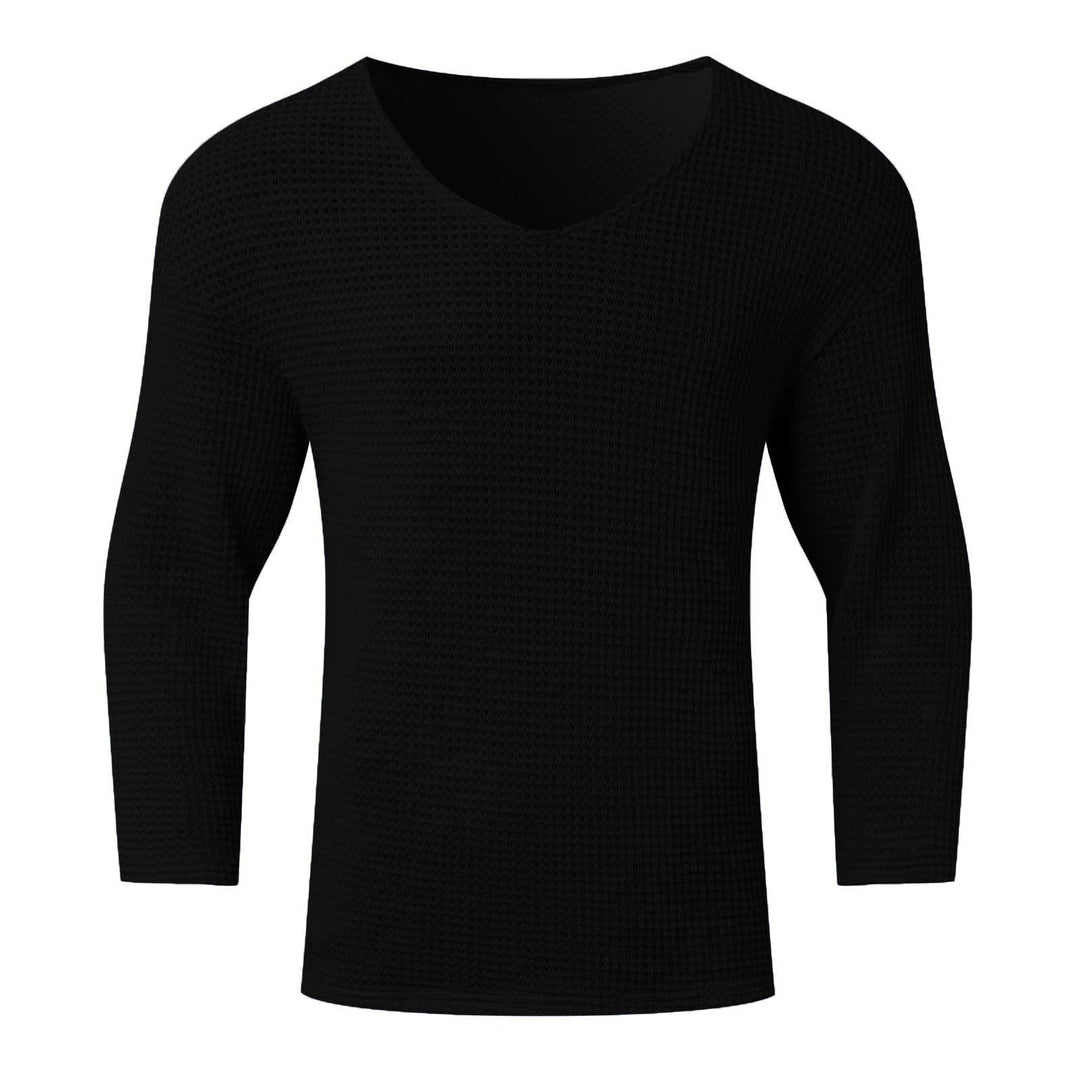 Herren Langärmliges V-Ausschnitt Shirt aus atmungsaktivem Strukturstoff EB